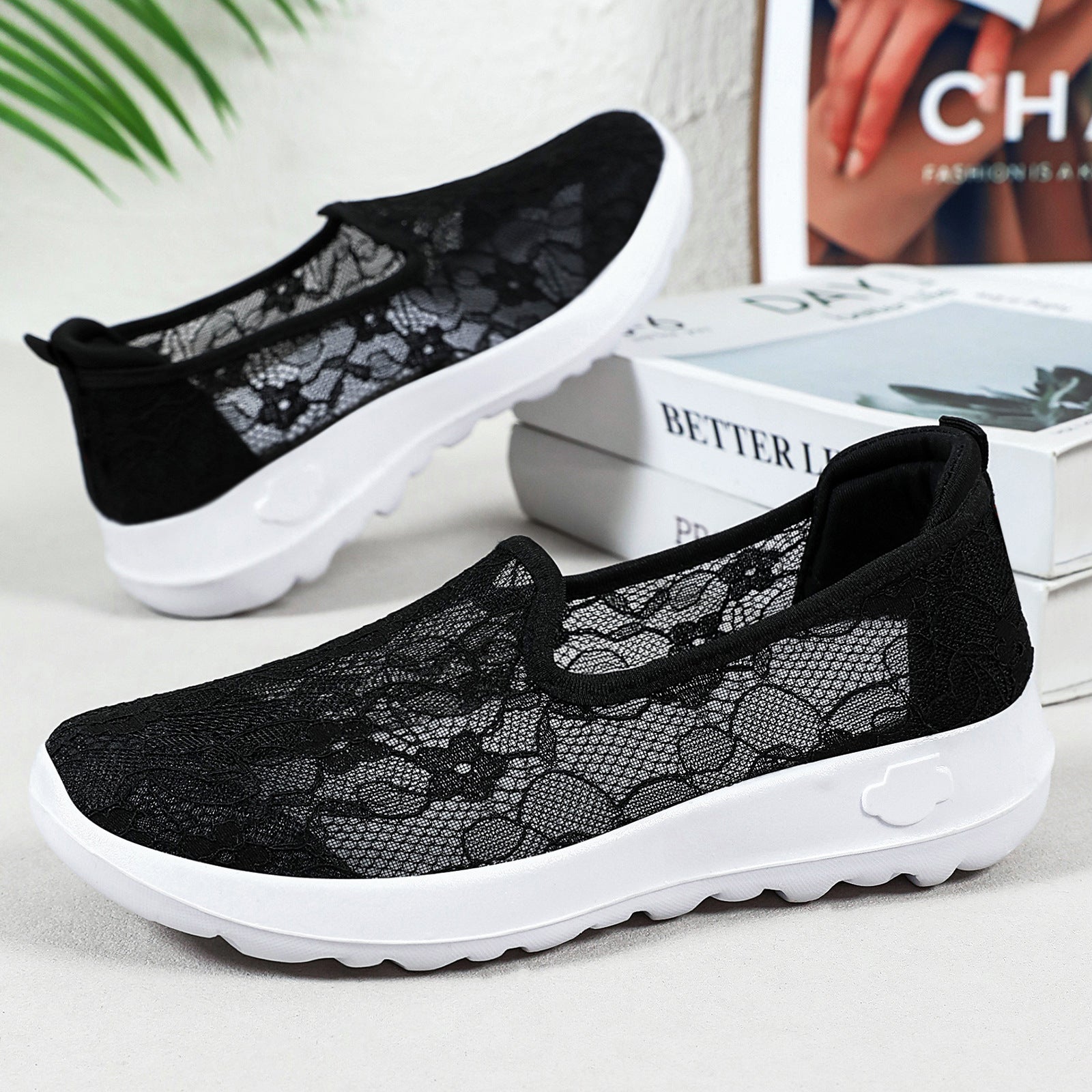 New summer women's lace breathable slip-on comfortable shoes