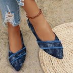 Summer women's denim color slip-on flat sandals