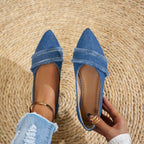 Summer women's denim color slip-on flat sandals