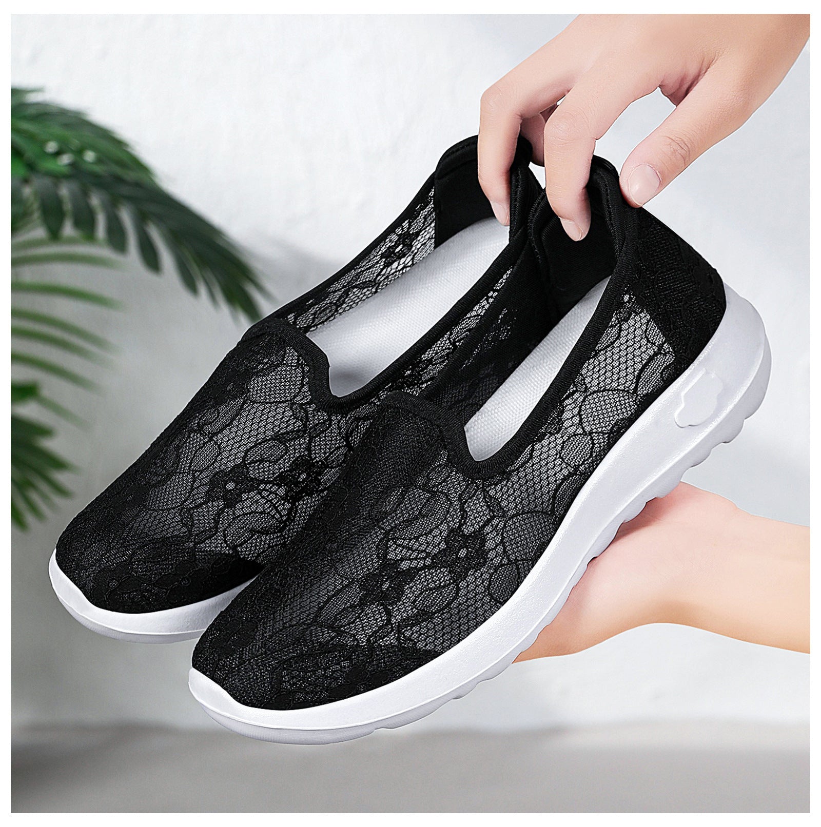 New summer women's lace breathable slip-on comfortable shoes