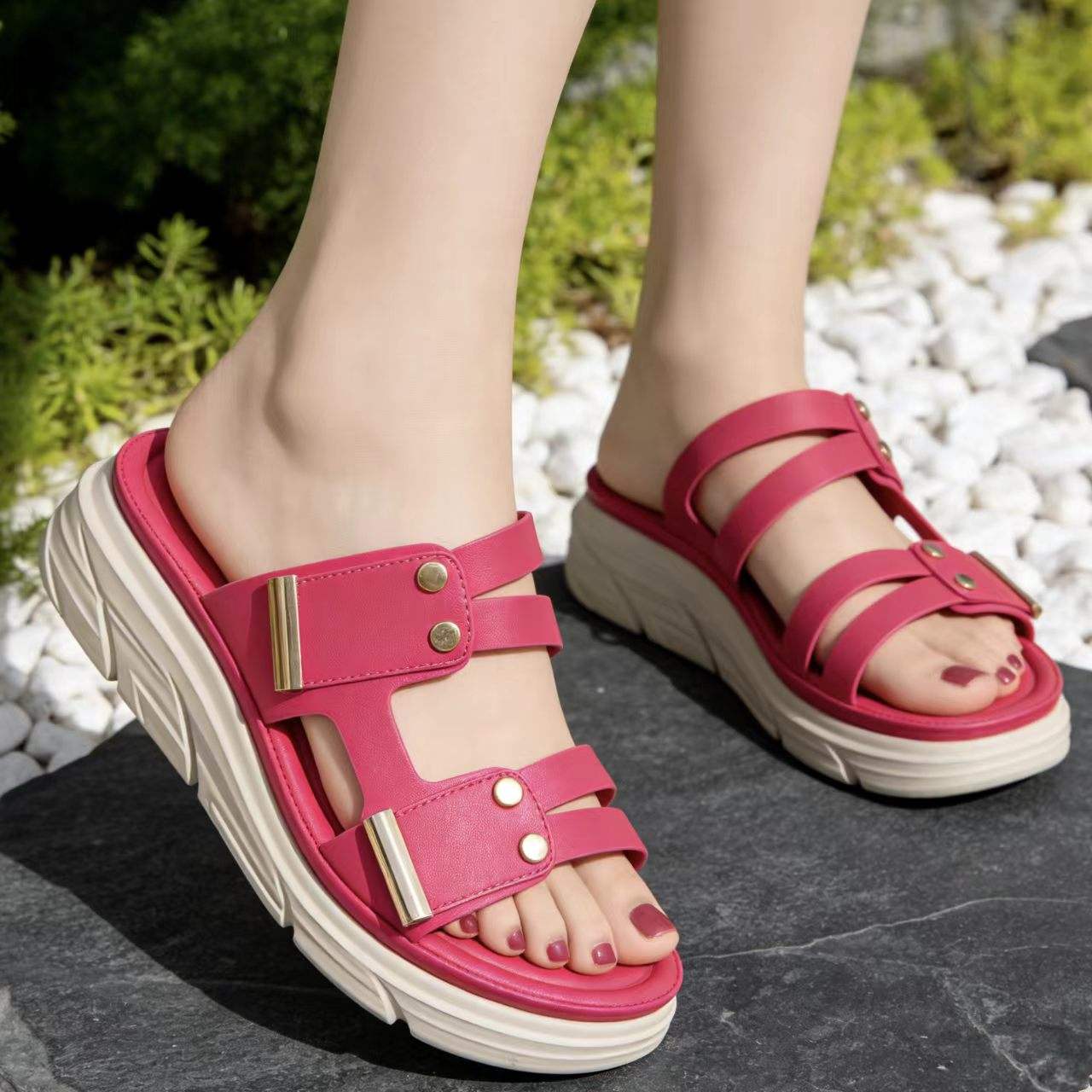 Summer women's open toe non-slip casual flat sandals