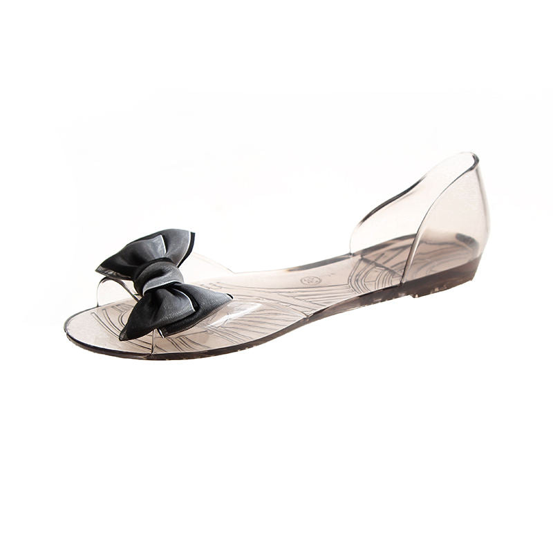 Women's Bow Flower Jelly Flats